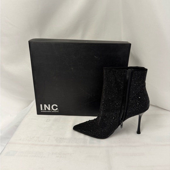 INC International Concepts Black Glitter Heeled Boots‎ - Picture 6 of 7